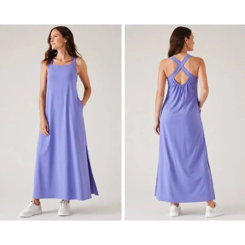 Athleta Arrival Maxi Dress in Purple Cross Back NWOT Size XL